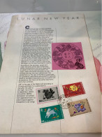 Hong Kong Stamp Poster With Three Stamps Stocked 1987 New Year Of Rabbit - Cartas & Documentos