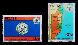 Belize 1982 Independence, National Flag And Map 2v MNH - Belize (1973-...)