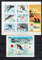 Ras Al Khaima 1972 Olympic Games Sapporo Block Of 6 + S/s With Winners Overprint In Gold Or Blue Imperf. MNH - Winter 1972: Sapporo