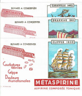 3 Buvard METASPIRINE Bateau Clipper 1830 Drakkar 843 Caravel 1492 - Drogerie & Apotheke