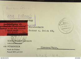 DDR: ZKD-Fern-Brf Mit ZKD-K-St. Und Rotem Aufkleber "Aushändigung Als Gew. Postsendung!" Pössneck 1.2.68 Knr: AFS,ZKD 7 - Lettres & Documents