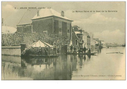 94.ALBON.n°125.ALBON INONDE.JANVIER 1910.LA MAISON SAIVE ET LE QUAI DE LA BARONNIE.RARE - Ablon Sur Seine