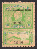1932 Hungary Consular VISA Revenue Tax LAKE BALATON Tihany Abbey Church Stephen KING 10 2 Gold Pengő OVERPRINT - Revenue Stamps