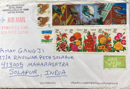 USA 2024, COVER USED TO INDIA, EAGLE, 5 DIFF FLOWER, &  SPACE, GIVING & SHARING, LOVE, 14 DIFF STAMP, HOOSICK FALLS CITY - Lettres & Documents