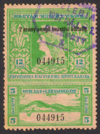 1932 Hungary Consular VISA Revenue Tax LAKE BALATON Tihany Abbey Church Matthias KING 12 2 Gold Pengő OVERPRINT Kelebia - Revenue Stamps