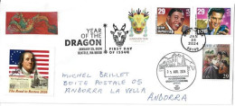 2024. YEAR OF THE DRAGON.  FDC SEATLLE,  Letter Sent To Andorra (Principality) With Arrival Postmark Andorra - Brieven En Documenten