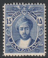 Zanzibar Scott 125 - SG251, 1913 Sultan 15c MH* - Zanzibar (...-1963)