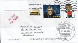 John Wooden, American Basketball Coach &  Player, Letter 2024 USA To Andorra (Principality)with Arrival Postmark Andorra - Covers & Documents