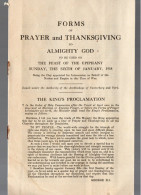 (guerre 14-18)  Forms Of Prayers And Thanksgiving To Almighty God   1918 (PPP46991 - Culture