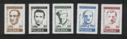 POLAND SOLIDARITY SOLIDARNOSC 1986 LUBLIN REGION PARTISAN LEADERS HOME ARMY AK WW2 SET OF 5 WORLD WAR 2 SOLDIERS - Solidarnosc-Vignetten