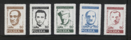 POLAND SOLIDARITY SOLIDARNOSC 1986 LUBLIN REGION PARTISAN LEADERS HOME ARMY AK WW2 SET OF 5 WORLD WAR 2 SOLDIERS - Solidarnosc Labels