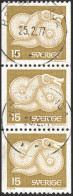 Sweden - Facit #971 LYX / PRAKTstämplat 3-strip HERRLJUNGA 25.2.77 - 1930- ... Rouleaux II