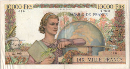 France 10000 Francs 1954 P-123 Very Fine Paper - 10 000 F 1945-1956 ''Génie Français''