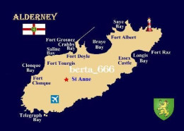 Channel Islands Alderney Island Map  New Postcard * Carte Geographique * Landkarte - Alderney