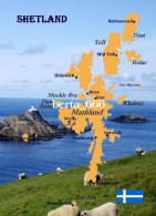 Scotland Shetland Islands Map New Postcard * Carte Geographique * Landkarte - Shetland