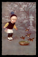 ILLUSTRATEURS - COLOMBO - ENFANT - JAPONAIS ET OISEAUX - CARTE TOILEE - Colombo, E.