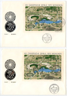 Germany, West 1972 2 FDCs Scott B489 S/S - 20th Olympic Games In Munich, Map Of Olympic Site - 1971-1980