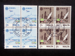 MALTA MI-NR. 794-795 GESTEMPELT(USED) 4er BLOCKEUROPA 1988 EUROPA CEPT TRANSPORTMITTEL - 1988