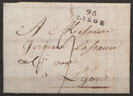L. Datée 6 Pluviose An 11 (1812) De LIEGE Pour Négociant à LYON - Griffe "96/LIEGE" - Port "5" - 1794-1814 (Franse Tijd)