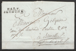 L. Datée 16 Messidor AN 12 (1804) De BETHUNE Pour BRUXELLES - Griffe "P.6.T.P. ?/BETHUNE" - 1794-1814 (French Period)