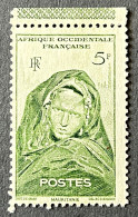 FRAWA0037MNH - Local Motives - Young Woman Of Tin Deila - Mauritania - 5 F MNH Stamp W/o Gum - AOF - 1947 - Ungebraucht