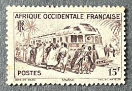 FRAWA0040U1 - Local Motives - Rail Car In Dakar Station - Senegal - 15 F Used Stamp - AOF - 1947 - Gebraucht