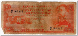 ETHIOPIA,5 DOLLARS,1961,P.19,POOR - Ethiopië