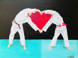 Peinture Acrylique Sur Toile Thème Judo, Arts Martiaux, Sports De Combat - Martial Arts