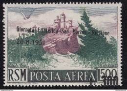 1951 SAN MARINO, Posta Aerea N° 98d MNH/**  Firma Bolaffi/A.Diena/Sorani - Variétés Et Curiosités