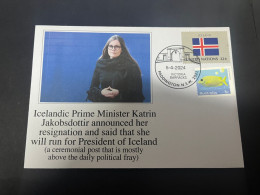 8-4-2024 (1 Z 22) Iceland Prime Minister Katrin Jakobsdottir Announce She Resign From Her Position - Brieven En Documenten