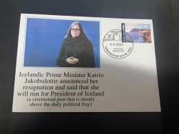 8-4-2024 (1 Z 22) Iceland Prime Minister Katrin Jakobsdottir Announce She Resign From Her Position - Lettres & Documents