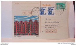 DDR: Bildpost-Gs-Karten 10 Pf Greifswald In 2 Versch. Farben; Gelbgrün-ungebr./Blaugrün-gest. Vordächer Knr: P 91 Abart - Cartes Postales - Oblitérées