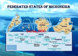 Federated States Of Micronesia Country Map New Postcard * Carte Geographique * Landkarte - Micronésie