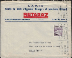 Maroc 1953 Y&T 312 / Lettre. Société De Vente D'appareils Ménagers Et Industriels Utilisant Butagaz. Reboisez Vos Terres - Gas