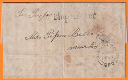 1851 - Folded SHIP LETTER From CALCUTTA (Kolkata), Inde To Port Louis, Mauritius, île Maurice - Per Punjab - ...-1852 Voorfilatelie
