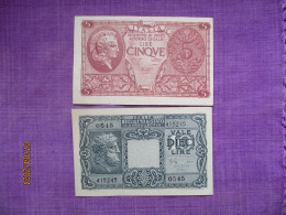 Italia Biglietti Di Stato 5 & 10 Lire 1944 - Italia – Collections