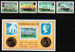 Turks Und Caicos Block 68 + 791-794 Postfrisch Schiffe #NE796 - Turks- En Caicoseilanden