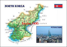 North Korea Country Map New Postcard * Carte Geographique * Landkarte - Corée Du Nord