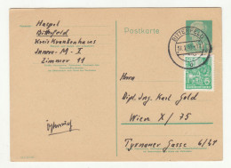 Germany DDR Postal Stationery Postcard Posted 1959 Bitterfeld To Wien - Uprated B240401 - Cartes Postales - Oblitérées