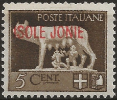 OIJO1N - 1941 Occup. Milit. Ital. ISOLE JONIE, Sass. Nr. 1, Francobollo Nuovo Senza Linguella **/ - Îles Ioniennes