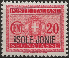 OIJOSx2N - 1941 Occup. Milit. Ital. ISOLE JONIE, Sass. Nr. 2, Segnatasse Nuovo Senza Linguella **/ - Ionian Islands