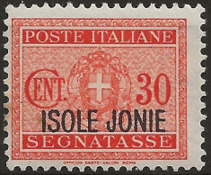 OIJOSx3N - 1941 Occup. Milit. Ital. ISOLE JONIE, Sass. Nr. 3, Segnatasse Nuovo Senza Linguella **/ - Îles Ioniennes