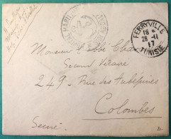 Tunisie, Divers Sur Enveloppe TAD FERRYVILLE 26.11.1917 + Cachet HOPITAL MARITIME - (A1010) - Covers & Documents