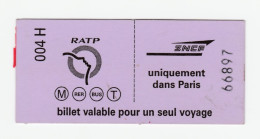 Ticket De Métro Spécial Neuf à Tarif Réduit 2003/2006 "Sapeur-pompiers De Paris" RATP/SNCF - Métropolitain De Paris - Europe