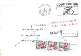 TAXE N° 100x3 S/L. DE PARIS+TAXEE A PARIS/10.3.76 / ABUS DE FRANCHISE - 1960-.... Brieven & Documenten