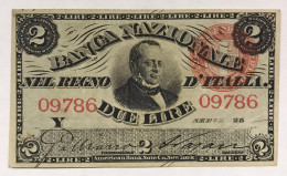 Banca Nazionale Nel Regno D'italia 2 Lire Cavour 25 07 1866 R Spl/sup Naturale  Lotto.1948 - [ 4] Emissions Provisionelles