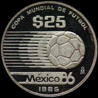 LaZooRo: Mexico 25 Pesos 1985 PROOF World Cup Soccer Games 1986 Scarce - Silver - Mexico