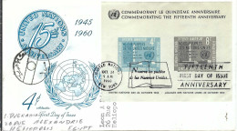 NATIONS UNIES 1960: LSC De New York Pour Heliopolis (Egypte) - Covers & Documents