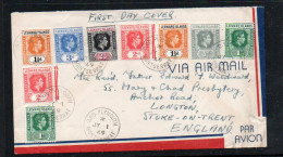 LEEWARD ISLANDS  - 1949 - DEFS VALS  ON TRANSATLANTIC  AIRMAIL COVER PLYMOUTH TO STOKE ON TRENT  - Leeward  Islands