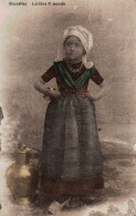 Bruxelles Laitiere Flamande Girl Milk Seller Original Old Postcard Ca 1900 - Artesanos